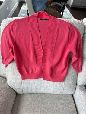 Urban Coco Coral Open-Front Cropped Cardigan - Women's